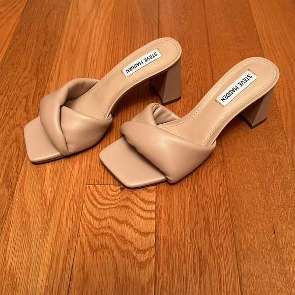 Like new! Steve Madden heeled slides! Beautiful neutral color! - Picture 2 of 3
